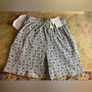 NWT Vintage 1994 Express Tricot Waffle Henley Shorts Gray Rose  OG Receipt